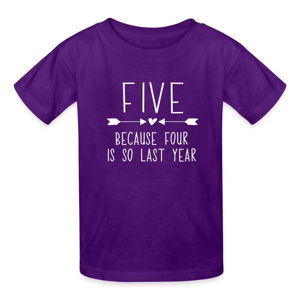 Girls 5th Birthday Shirt, 5 Whole Years of Awesome, Kids' T-Shirt Fruit of the Loom - purple