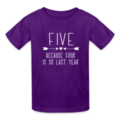 Girls 5th Birthday Shirt, 5 Whole Years of Awesome, Kids' T-Shirt Fruit of the Loom - purple