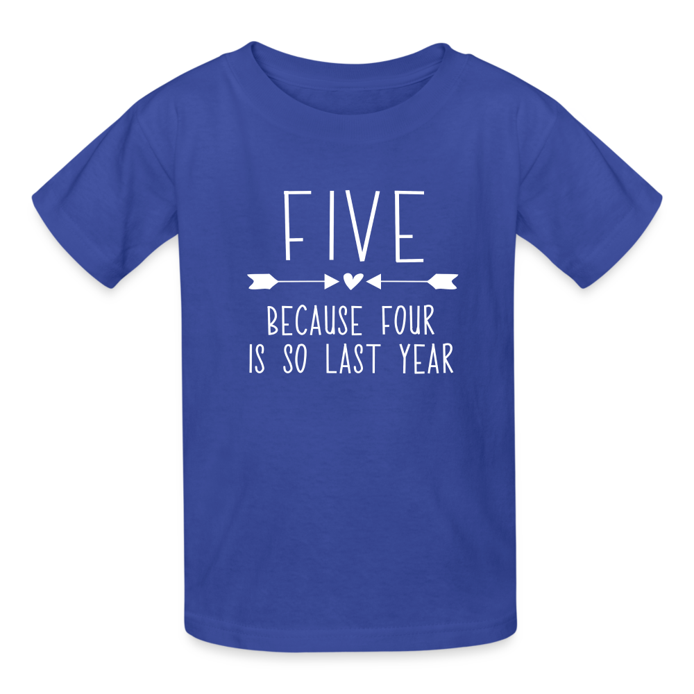 Girls 5th Birthday Shirt, 5 Whole Years of Awesome, Kids' T-Shirt Fruit of the Loom - royal blue