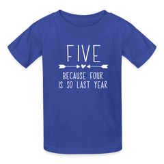 Girls 5th Birthday Shirt, 5 Whole Years of Awesome, Kids' T-Shirt Fruit of the Loom - royal blue