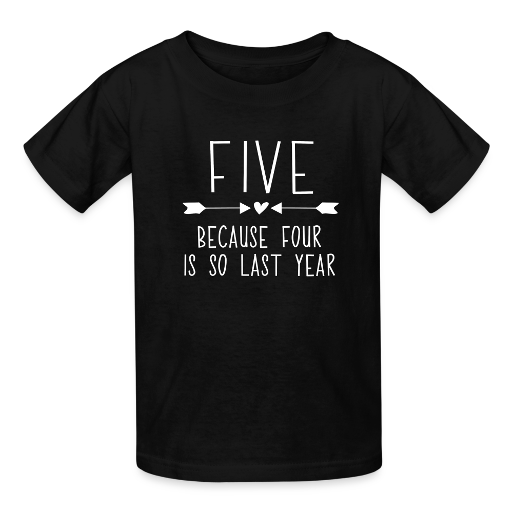 Girls 5th Birthday Shirt, 5 Whole Years of Awesome, Kids' T-Shirt Fruit of the Loom - black