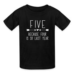 Girls 5th Birthday Shirt, 5 Whole Years of Awesome, Kids' T-Shirt Fruit of the Loom - black
