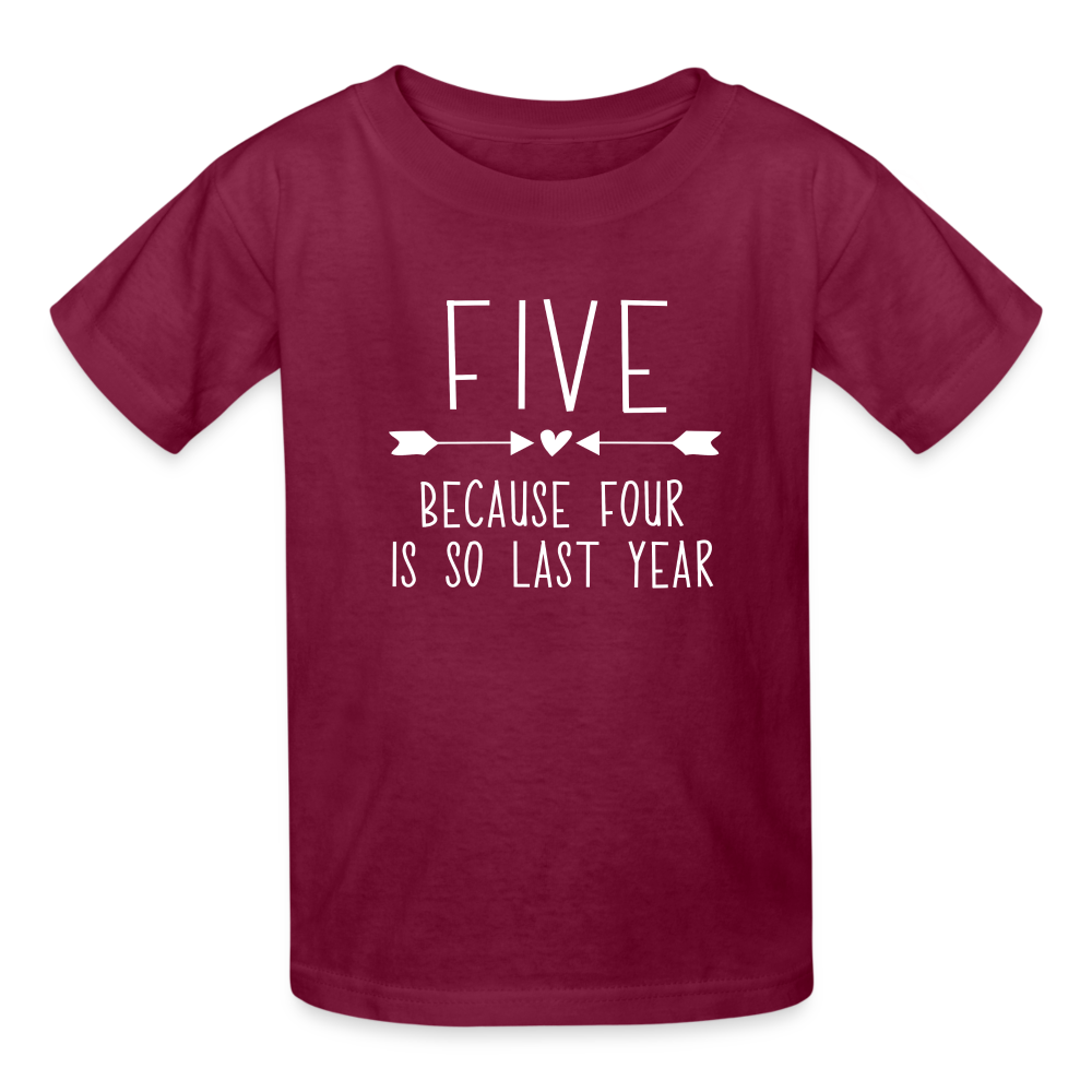 Girls 5th Birthday Shirt, 5 Whole Years of Awesome, Kids' T-Shirt Fruit of the Loom - burgundy