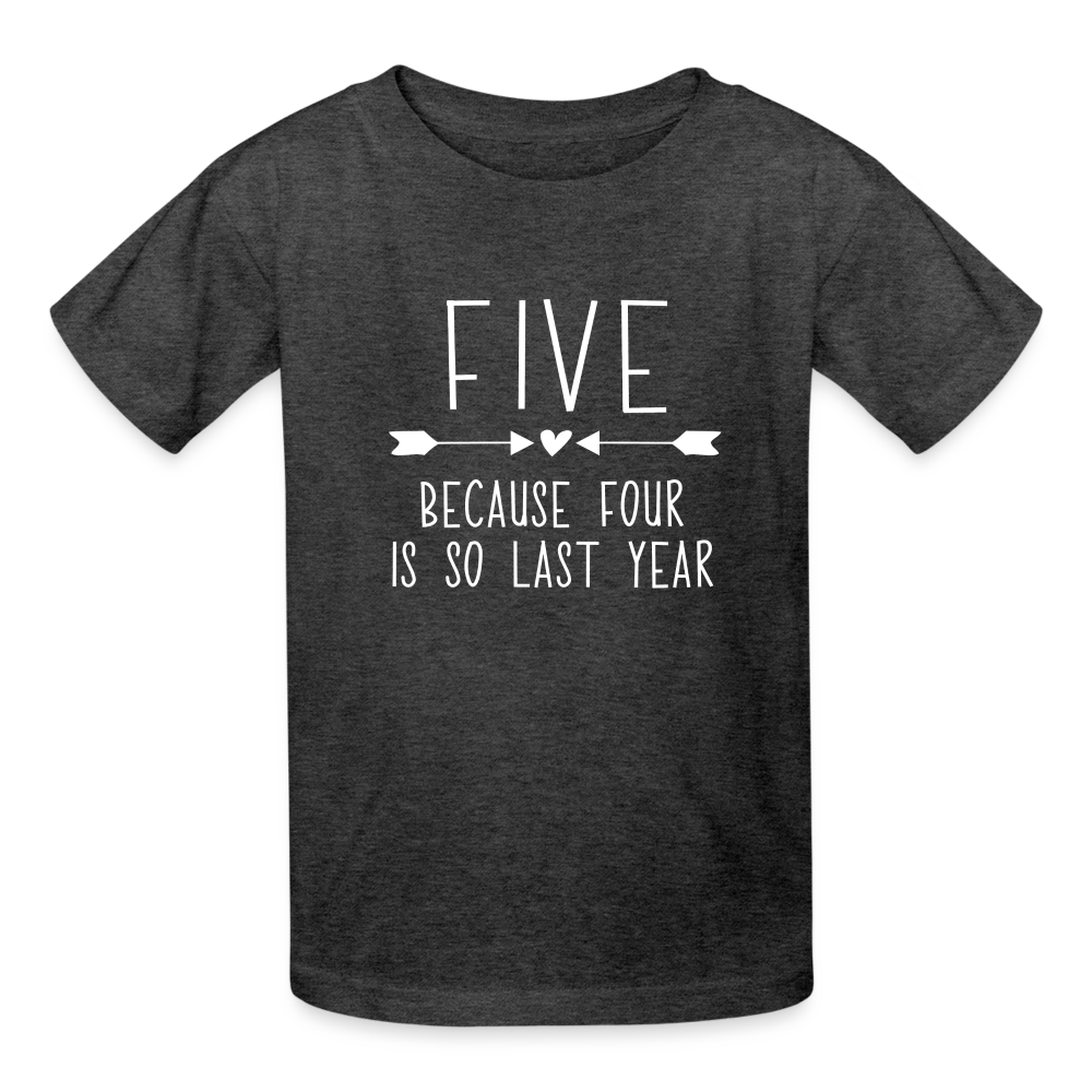 Girls 5th Birthday Shirt, 5 Whole Years of Awesome, Kids' T-Shirt Fruit of the Loom - heather black
