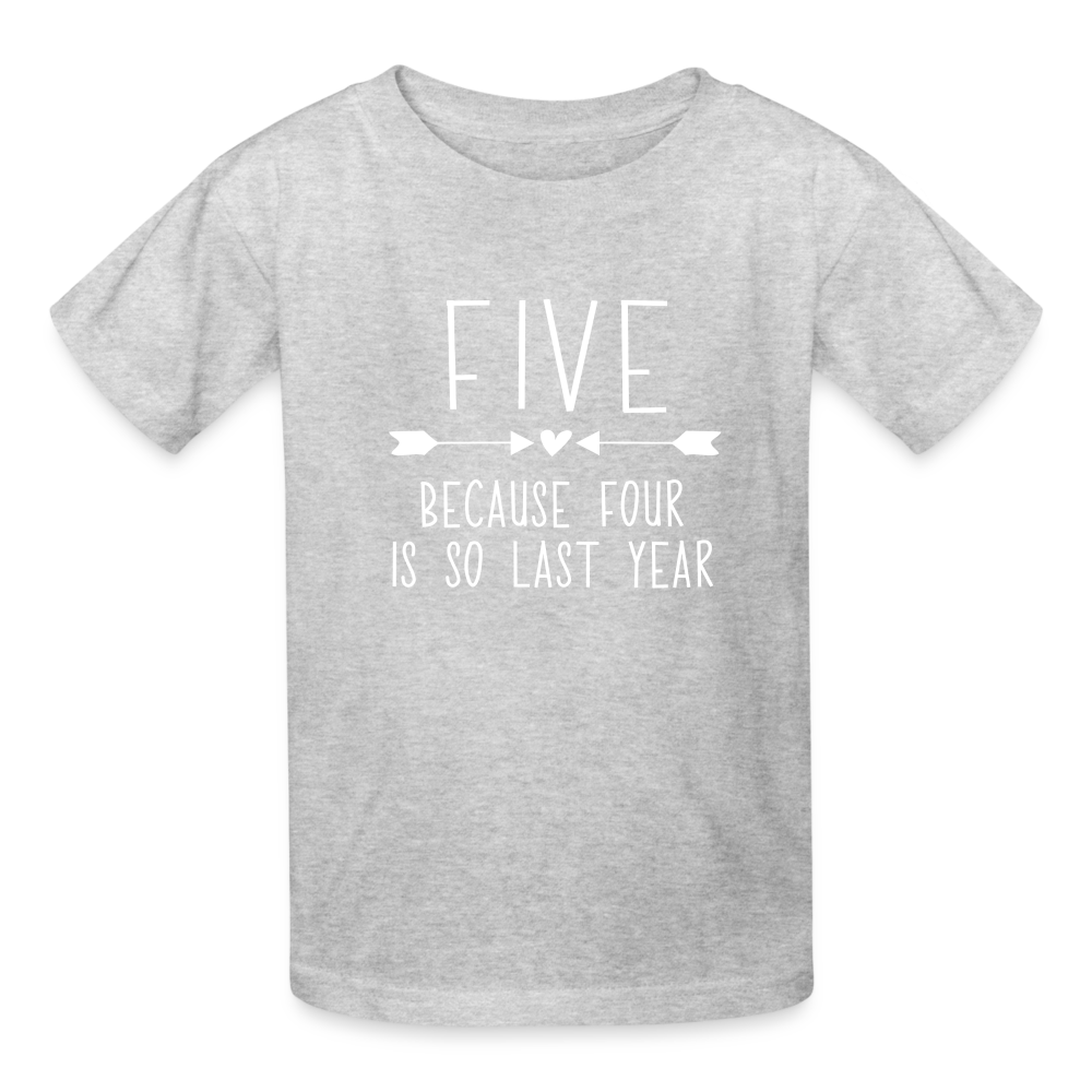 Girls 5th Birthday Shirt, 5 Whole Years of Awesome, Kids' T-Shirt Fruit of the Loom - heather gray