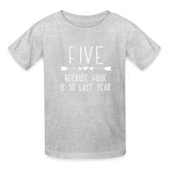 Girls 5th Birthday Shirt, 5 Whole Years of Awesome, Kids' T-Shirt Fruit of the Loom - heather gray