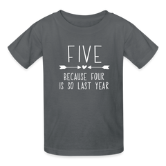 Girls 5th Birthday Shirt, 5 Whole Years of Awesome, Kids' T-Shirt Fruit of the Loom - charcoal
