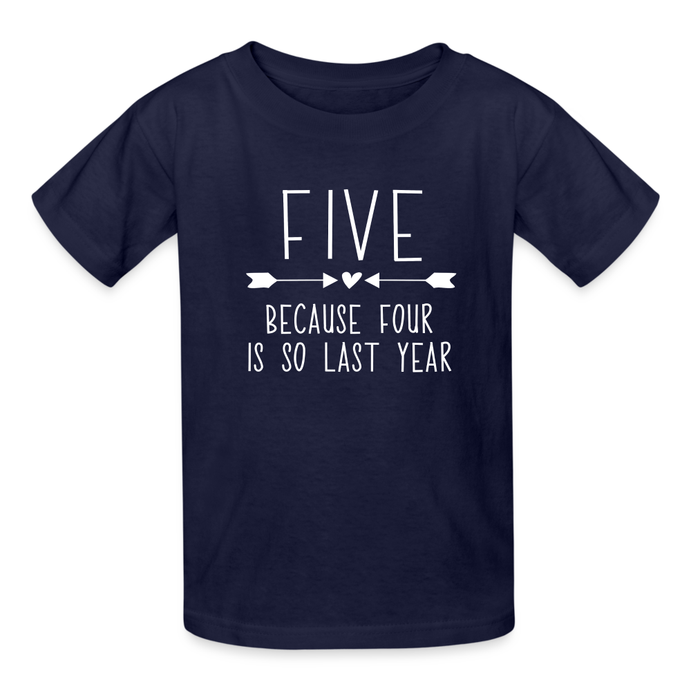 Girls 5th Birthday Shirt, 5 Whole Years of Awesome, Kids' T-Shirt Fruit of the Loom - navy