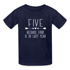Girls 5th Birthday Shirt, 5 Whole Years of Awesome, Kids' T-Shirt Fruit of the Loom - navy