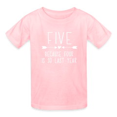 Girls 5th Birthday Shirt, 5 Whole Years of Awesome, Kids' T-Shirt Fruit of the Loom - pink