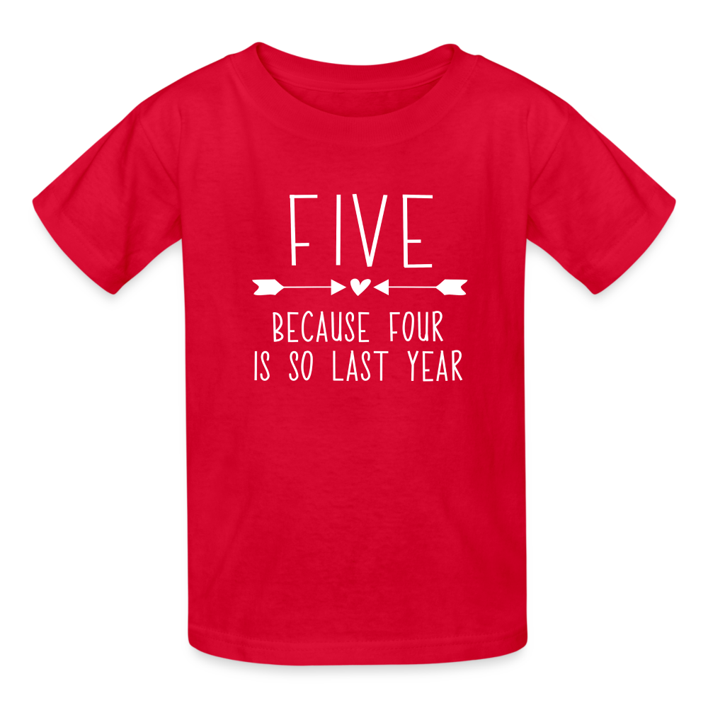 Girls 5th Birthday Shirt, 5 Whole Years of Awesome, Kids' T-Shirt Fruit of the Loom - red