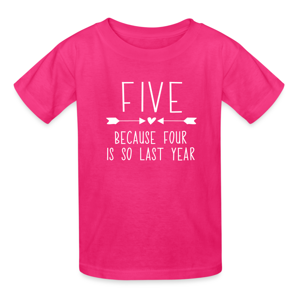 Girls 5th Birthday Shirt, 5 Whole Years of Awesome, Kids' T-Shirt Fruit of the Loom - fuchsia