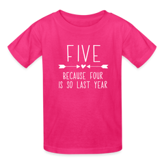 Girls 5th Birthday Shirt, 5 Whole Years of Awesome, Kids' T-Shirt Fruit of the Loom - fuchsia