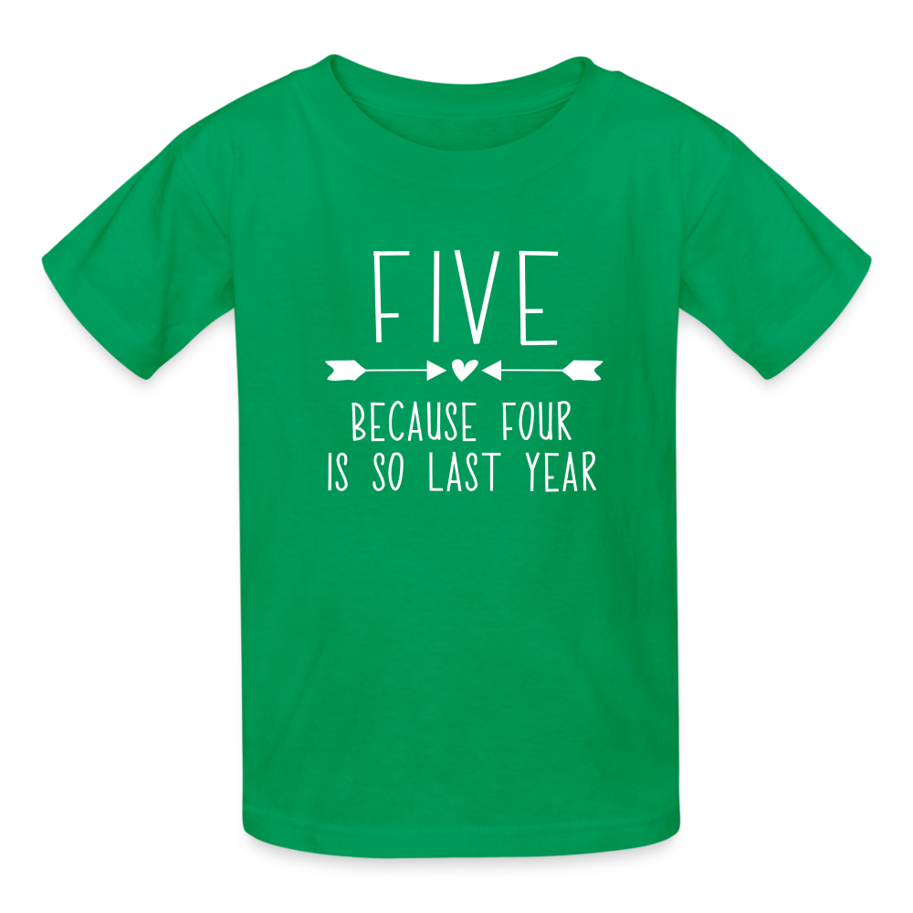 Girls 5th Birthday Shirt, 5 Whole Years of Awesome, Kids' T-Shirt Fruit of the Loom - kelly green