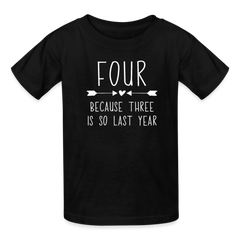 Girls 4th Birthday Shirt, 4 Whole Years of Awesome, Kids' T-Shirt Fruit of the Loom - black