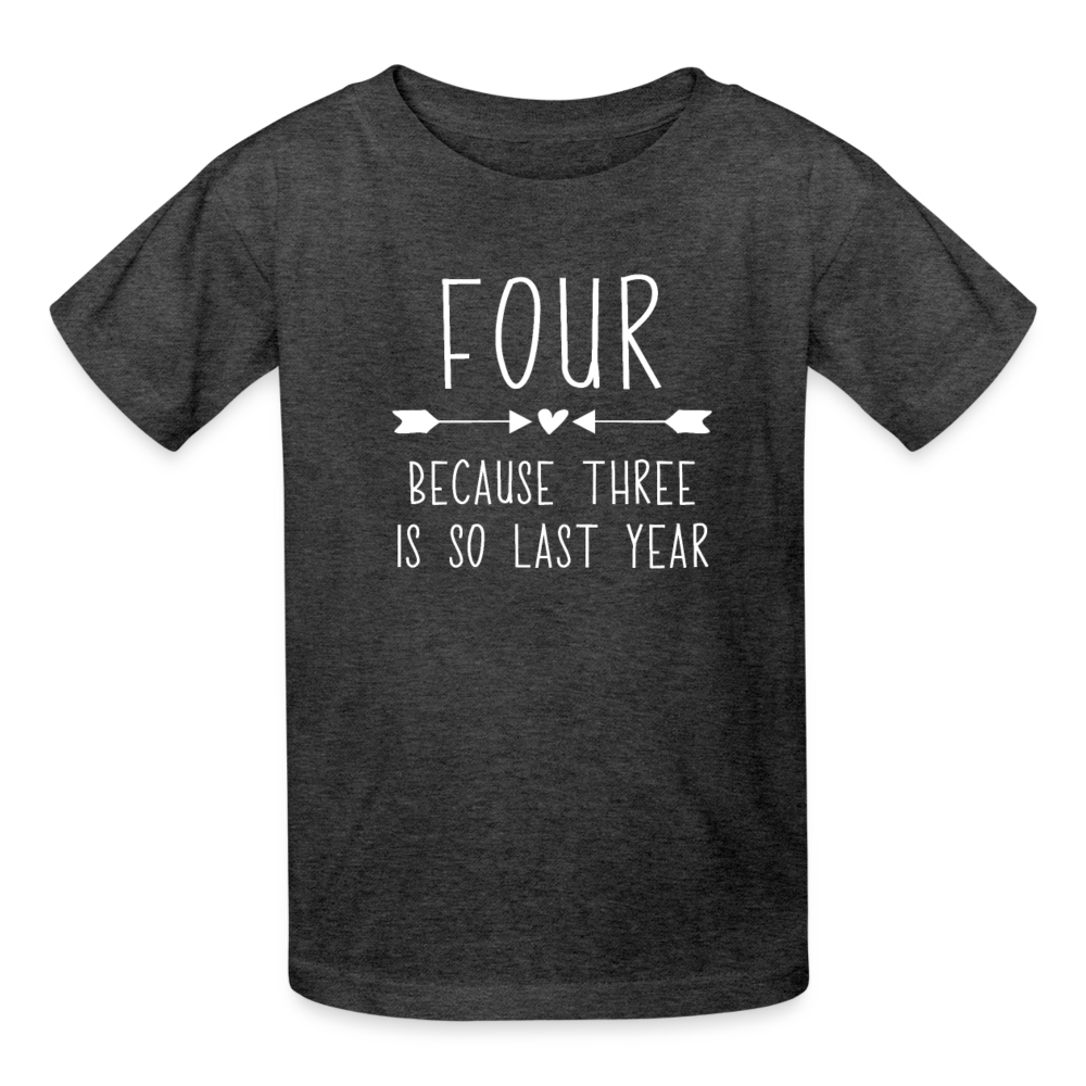 Girls 4th Birthday Shirt, 4 Whole Years of Awesome, Kids' T-Shirt Fruit of the Loom - heather black