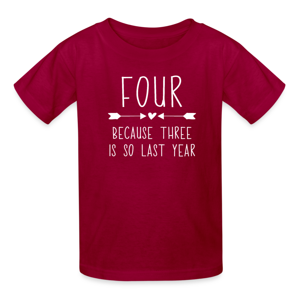 Girls 4th Birthday Shirt, 4 Whole Years of Awesome, Kids' T-Shirt Fruit of the Loom - dark red