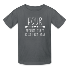 Girls 4th Birthday Shirt, 4 Whole Years of Awesome, Kids' T-Shirt Fruit of the Loom - charcoal