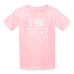 Girls 4th Birthday Shirt, 4 Whole Years of Awesome, Kids' T-Shirt Fruit of the Loom - pink
