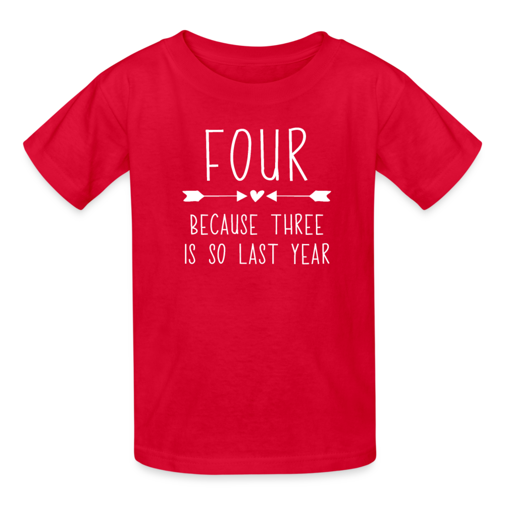 Girls 4th Birthday Shirt, 4 Whole Years of Awesome, Kids' T-Shirt Fruit of the Loom - red