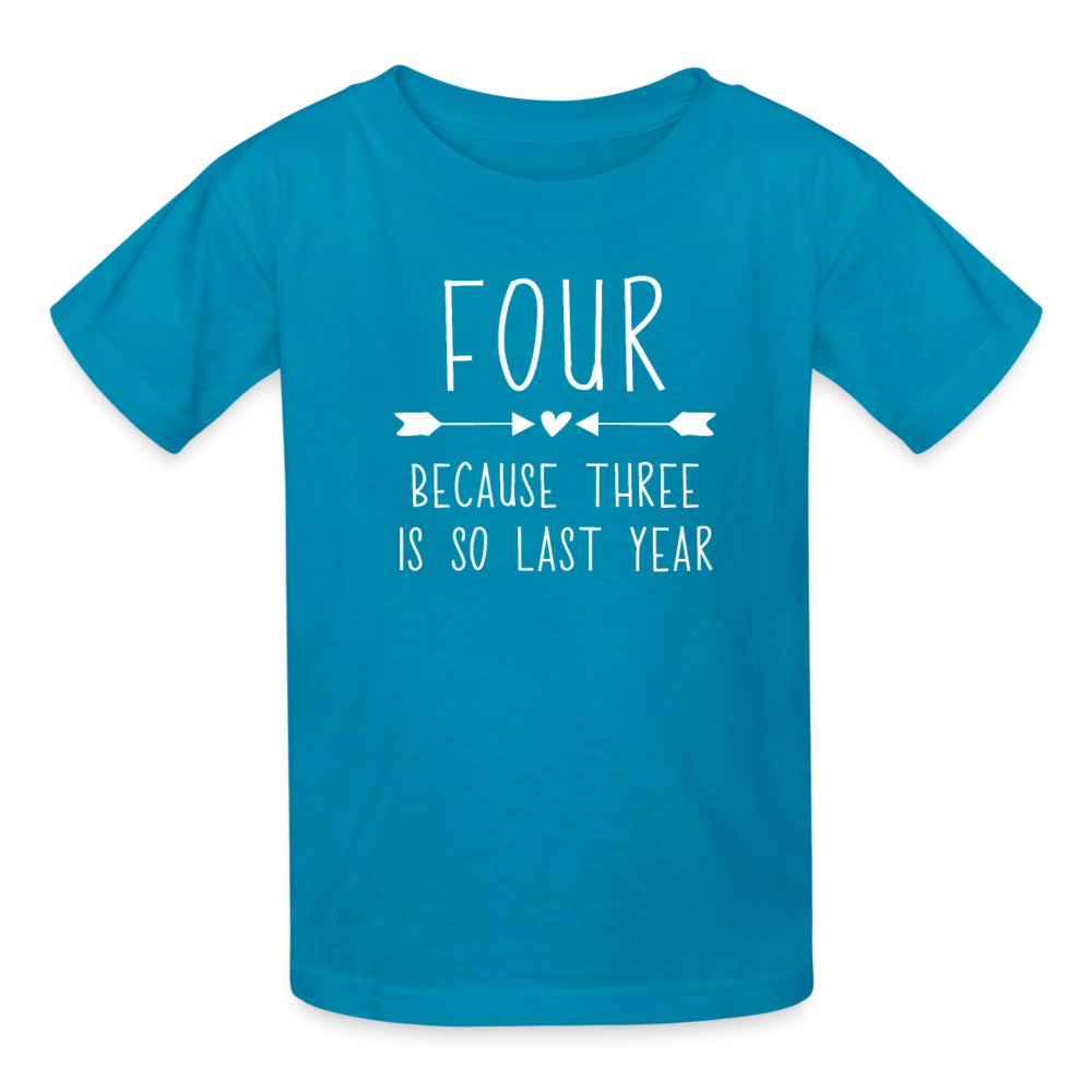 Girls 4th Birthday Shirt, 4 Whole Years of Awesome, Kids' T-Shirt Fruit of the Loom - turquoise