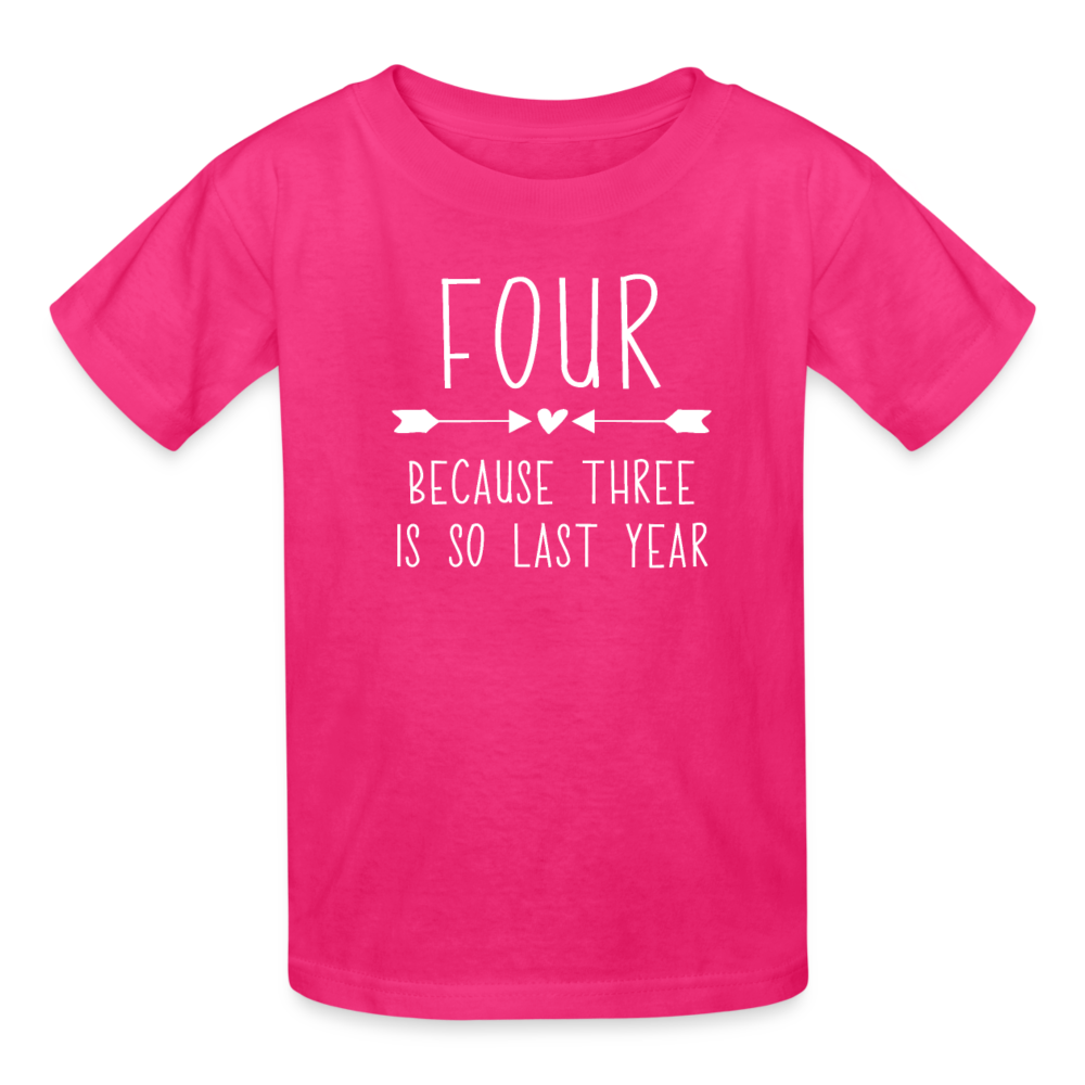 Girls 4th Birthday Shirt, 4 Whole Years of Awesome, Kids' T-Shirt Fruit of the Loom - fuchsia