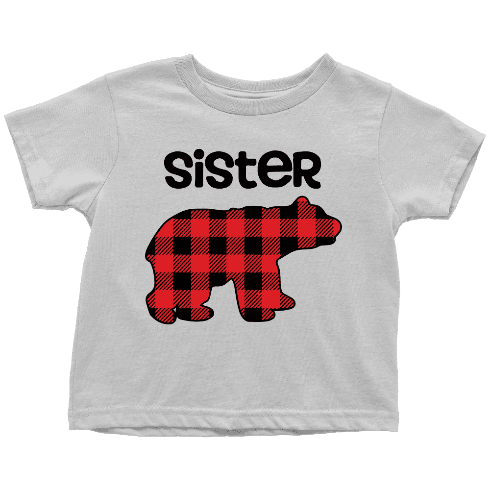Sister Bear Shirt, Buffalo Plaid Big Sister Shirt - Bump and Beyond Designs